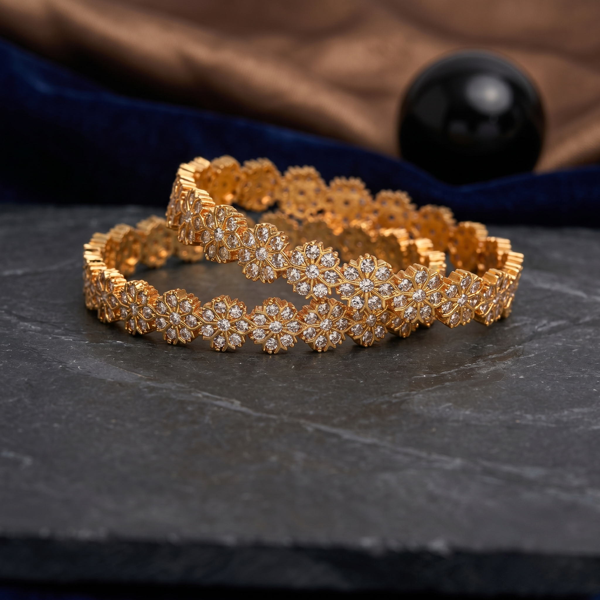 Glided Bloom Contemporary AD Bangle alternate angle - Avalna